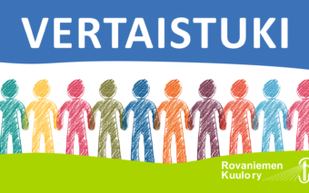 Vertaistuki. Rovaniemen Kuulo ry -logo.